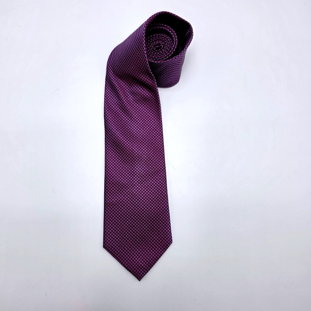 Zodiac Campania Mens Purple Micro Pattern Premium Pure Silk Necktie 3.5 Inch